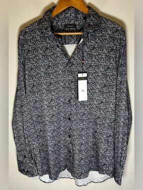 Matinique Men’s MAmarc N Black Sport Button Up Shirt Size XL Abstract Floral NWT